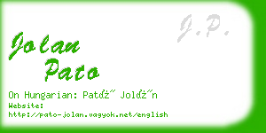 jolan pato business card